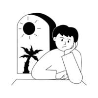 Feeling bored character illustration in modern style, ready to use and download vector