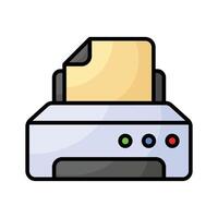 A streamlined printer icon representing printing functionality for documents, images, and more vector