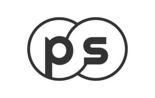 PS business company emblem with outline rounds and letters p s. Logo template of two merged circles for brand identity, logotype. Infinity symbol vector