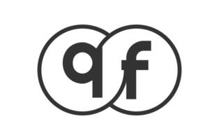 QF business company emblem with outline rounds and letters q f. Logo template of two merged circles for brand identity, logotype. Infinity symbol vector