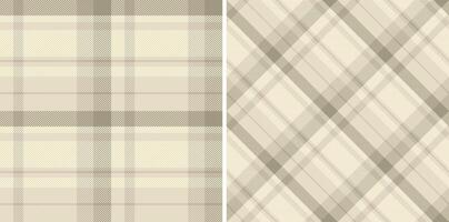 Background pattern of check tartan seamless with a fabric textile plaid texture. Set in cream colors for perfect fashion choices for any occasion. vector