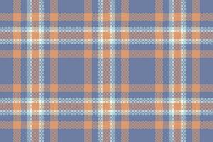 Length check background fabric, victorian seamless plaid textile. Simplicity texture tartan pattern in blue and orange colors. vector