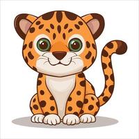 Cartoonish Illustration of a Jaguar on a White Background vector