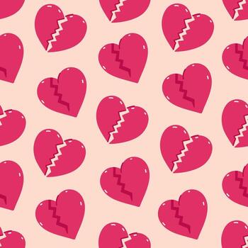 Seamless pattern of red broken hearts. graphics. vector
