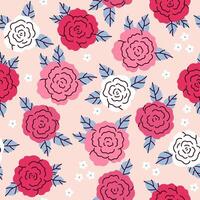 Simple seamless pattern with red, pink and white roses. graphics. vector