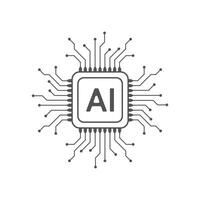 Artificial intelligence circuit line style. Machine learning design. Smart network digital technology vector