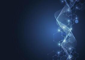 Abstract hexagonal molecular structures in technology background and science style. Medical design vector