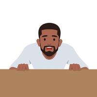 Young afraid and shocked man with surprise and amazed expression. vector