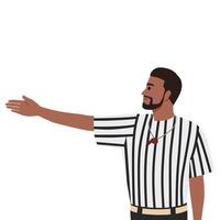 Young referee Blowing Whistle and Calling First Down On Play. vector