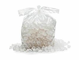 A bag of ice is on a white background. photo