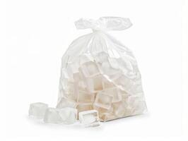 A bag of ice is on a white background. photo