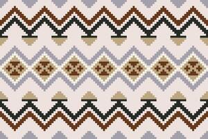 Pixel art fabric pattern, ethnic oriental geometric embroidery, traditional aztec abstract background, design for surface, fabric, clothing, wrap and sarong. vector