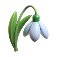 White snowdrop spring flower 3d illustration on the transparent background png