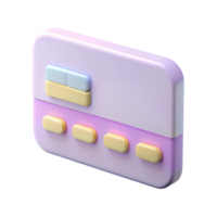 Cartoon credit card 3d icon isolated on the transparent background. Fintech concept design png