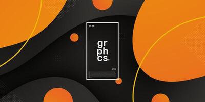 Modern dark gray and orange geometric business banner design. creative banner design with wave shapes and lines for template. Simple horizontal banner. Eps10 vector