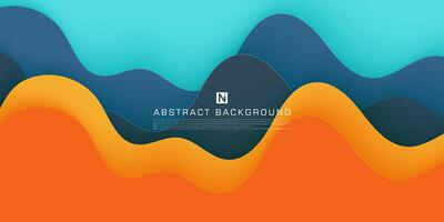 Blue and orange wave. Abstract paper cut. Abstract colorful waves. Wavy banners. Color geometric design. Wave paper cut. Eps10 vector