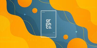 Modern abstract 3D fluid background with blue and orange color wave design background. Eps10 vector