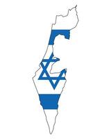 Israel map with flag - outline of a state with a national flag, white background vector