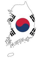 South Korea map with flag - outline of a state with a national flag, white background vector