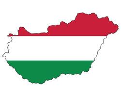 Hungary map with flag - outline of a state with a national flag, white background vector