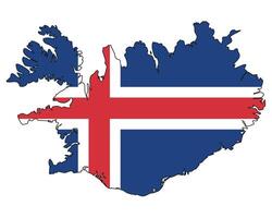 Iceland map with flag - outline of a state with a national flag, white background vector