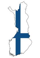 Finland map with flag - outline of a state with a national flag, white background vector