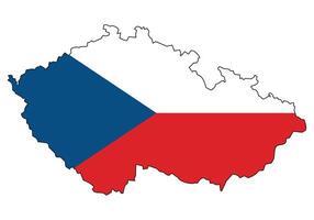 Czech republic map with flag - outline of a state with a national flag, white background vector