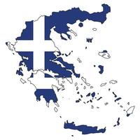 Greece map with flag - outline of a state with a national flag, white background vector