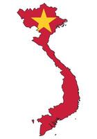 Vietnam map with flag - outline of a state with a national flag, white background vector