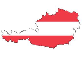 Austria map with flag - outline of a state with a national flag, white background vector