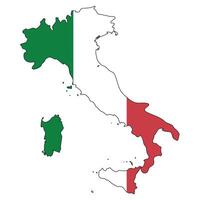 Italy map with flag - outline of a state with a national flag, white background vector