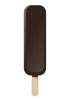 Ice cream bar popsicle with chocolate coating on a stick, color illustration isolated on white background vector