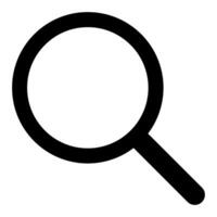 magnifying glass silhouette shape, search symbol, black and white illustration, isolated on white background vector
