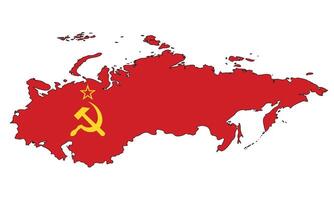Union of Soviet Socialist Republics map with flag - outline of a state with a national flag, white background vector