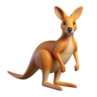 Cartoon cute kangaroo Australian symbol 3d icon isolated on the transparent background png