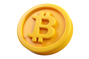 Illustration of 3d bitcoin isolated on the transparent background png