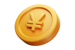 Illustration of 3d yen coin isolated on the transparent background png