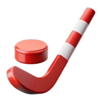 Canadian hockey stick and puck 3d icon isolated on the transparent background png