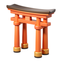 Torii gate in a Shinto shrine 3d icon isolated on the transparent background png