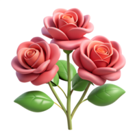 Bush Rose 3d icon isolated on the transparent background png