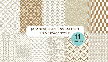 Japanese seamless pattern with geometric pattern . Asian background with square shape and line decoration in vintage style. vector
