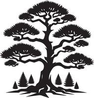 Pinr tree design element black color silhouette vector