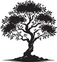A black and white picture of a tree with a white background vector