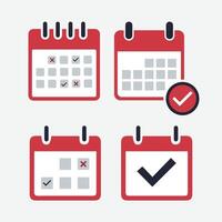 Set Icon Schedule Calendar Flat Design Minimalist Style vector