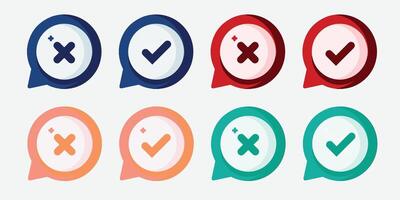 Checkmark cross on white background. Isolated sign symbol. Checkmark icon set. Checkmark right symbol tick sign colorful vector