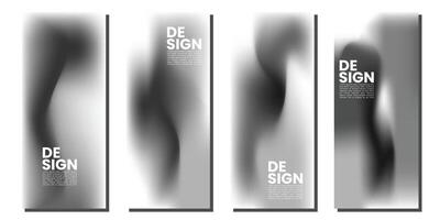 Abstract gradient monochrome fluid background set illustration vector