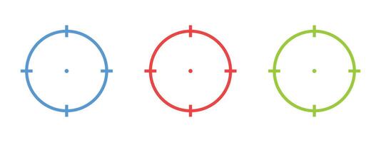 Bullseye pointer line icon set. Sniper accuracy symbol. Crosshair vector