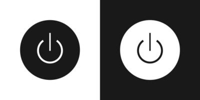 Power button black and white set icon for apps and website. vector