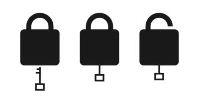 Lock key step by step flat icon set vector