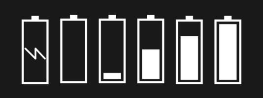 Battery charge power flat icon set for apps and website. vector